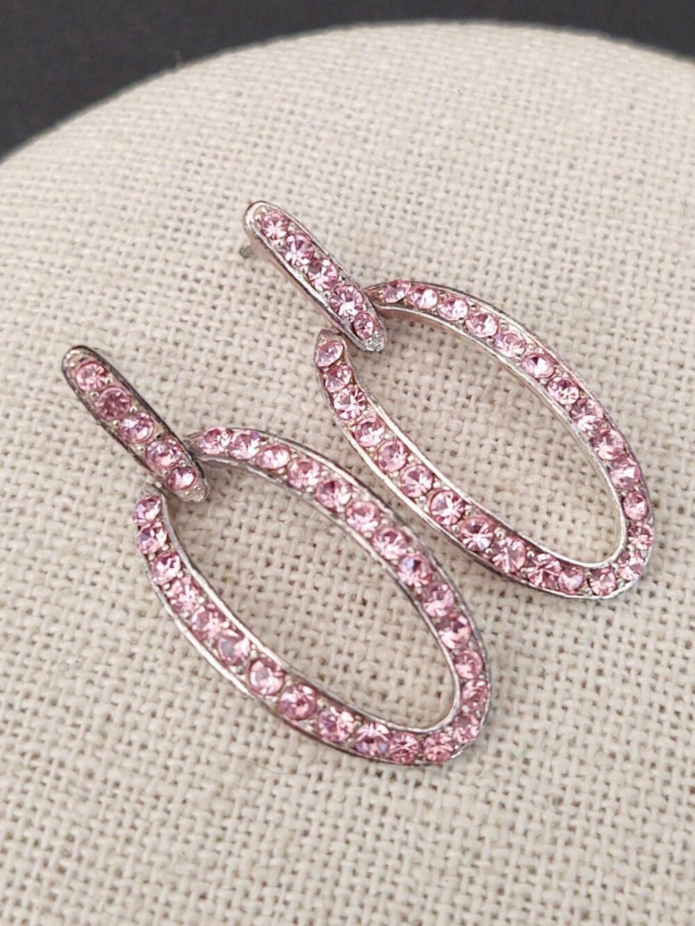 Monet pink crystal door knocker earrings